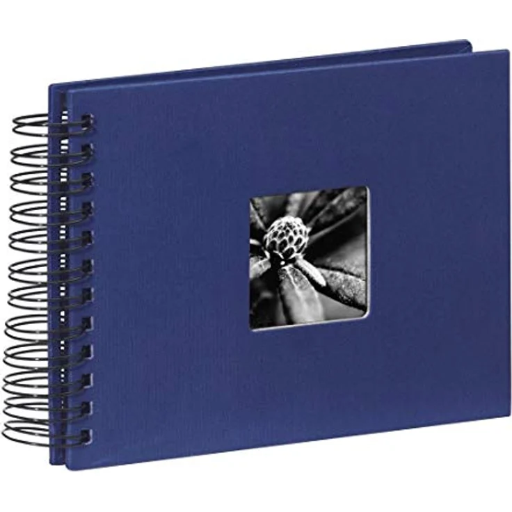 Hama Fotoalbum Spiralalbum, 50 schwarze Seiten, 25 Blatt, Größe 24 x 17 cm, mit Ausschnitt für Bildeinschub, Fotobuch blau – Bild 4