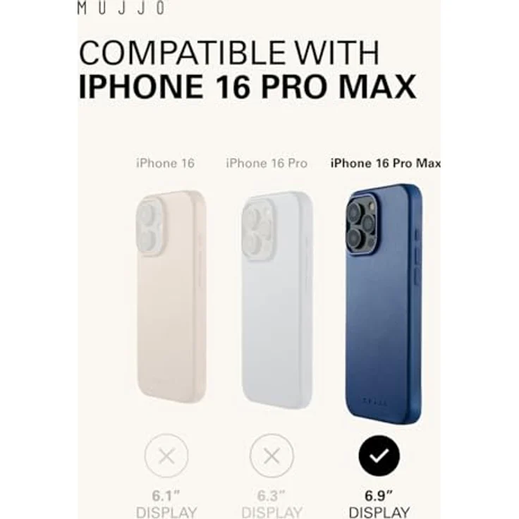 Mujjo Leather Case iPhone 16 Pro Max Blau - Premium Lederhülle mit MagSafe-Unterstützung – Bild 5