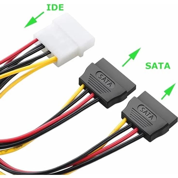 Aukson K16 SATA Power Kabel – 2x 15-pol SATA auf 4-pol Molex Y-Stromkabel für PC-Netzteile, zuverlässige Stromversorgung für bis zu zwei SATA-Geräte – Bild 3