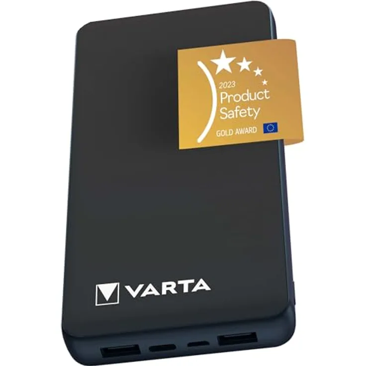 VARTA Power Bank 20000mAh, Powerbank Power on Demand mit 4 Anschlüssen (1x Micro USB, 2x USB A, 1x USB C), kompatibel mit Tablets & Smartphone, in umweltschonender Verpackung