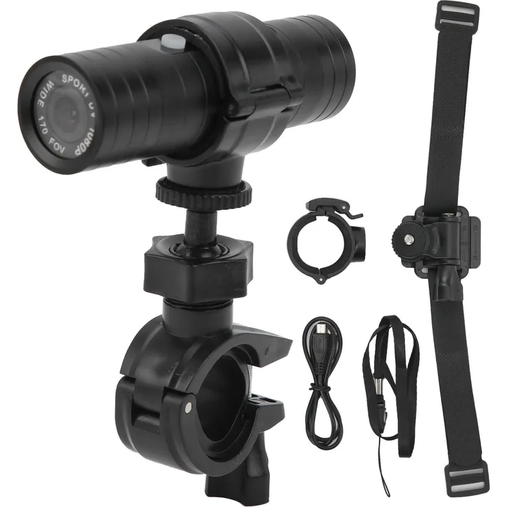 Lixada 1080p-Motorrad-Videokamera für den Helm, Sport-DV-Kamera mit 170-Grad-Weitwinkel, wasserdicht bis 30 m, schwarz