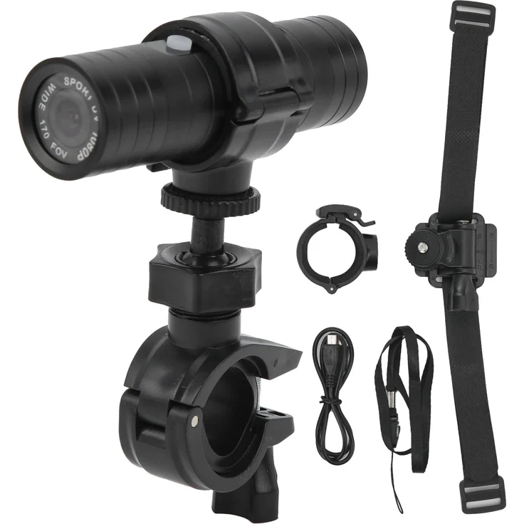 Lixada 1080p-Motorrad-Videokamera für den Helm, Sport-DV-Kamera mit 170-Grad-Weitwinkel, wasserdicht bis 30 m, schwarz