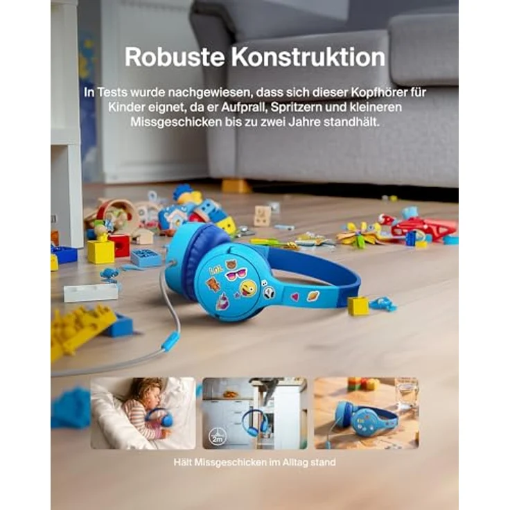 Belkin SoundForm AUD010hqBL, kabelgebundene On-Ear Kopfhörer für Kinder, blau – Bild 5