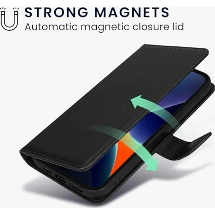 kwmobile Kunstleder Handyhülle für Apple iPhone SE (2022) / iPhone SE (2020) / iPhone 8 / iPhone 7 - Brieftaschen Schutzhülle aus PU-Leder mit Displayschutz, RFID-Schutz und Schwarz – Bild 5