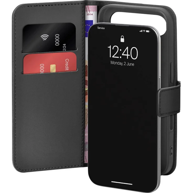 Puro Wallet Stand Case für iPhone 17 Air, schwarz
