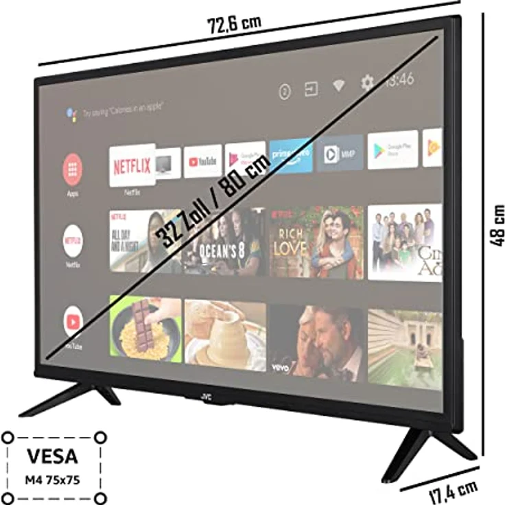 JVC LT-32VAH3255 32 Zoll Fernseher/Android TV (HD Ready, HDR, Triple-Tuner, Smart TV, Bluetooth) [2023] – Bild 3