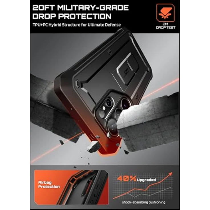SUPCASE UBPro für Samsung Galaxy S26 Ultra, Outdoor Hülle mit 2 Vorderseiten (mit/ohne Displayschutz), Gürtelclip und Ständer, Schwarz – Bild 3