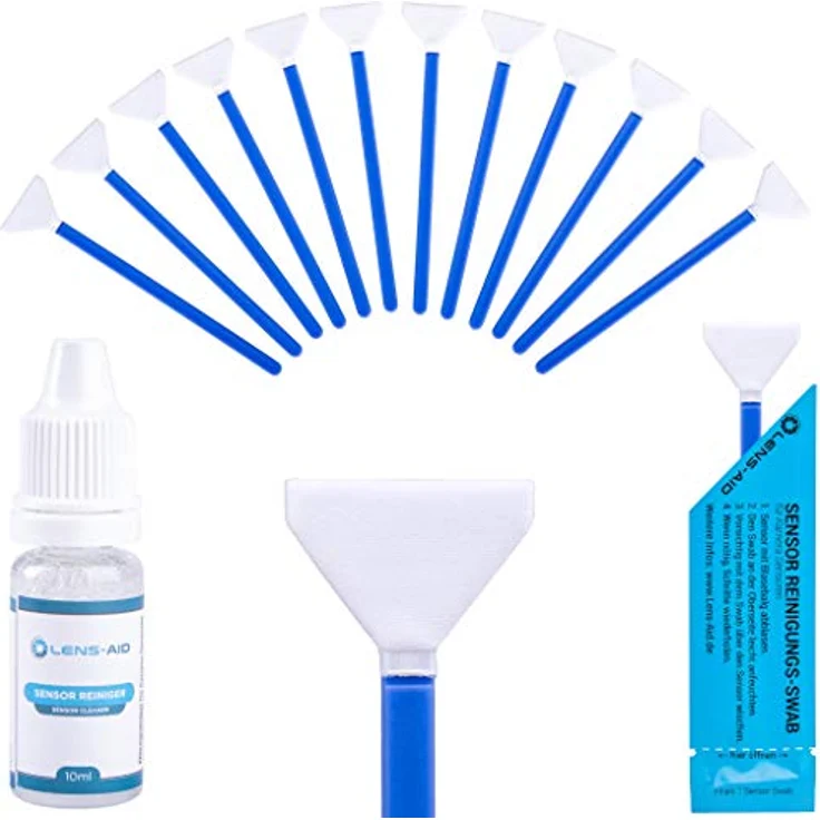 Lens-Aid Sensor Reinigungsset mit Swabs und Flüssig-Reiniger für Vollformat Kameras: 12x Mikrofaser Swab 24 mm einzeln verpackt inkl. Liquid – Bild 1