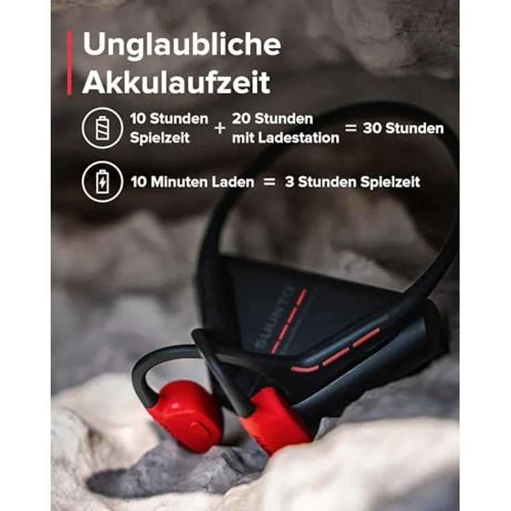 Suunto Wing Lime, Knochenschall-Kopfhörer mit LED-Leuchten und bis zu 10 Stunden Akkulaufzeit, Grün-Schwarz – Bild 5