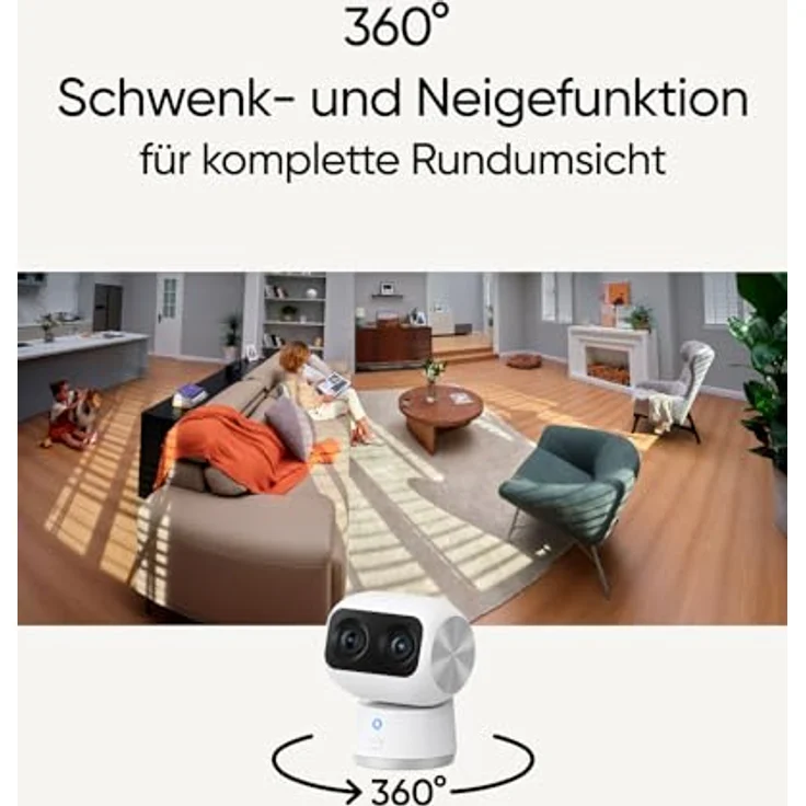 eufy Security Indoor Cam S350, Dual Kameras, 4K UHD Auflösung, Überwachungskamera mit 8× Zoom und 360° PTZ, Mensch/Tier KI, Ideal für Babyphone/Haustierkamera/Hausüberwachung, Dual-Band Wi-Fi 6 – Bild 5