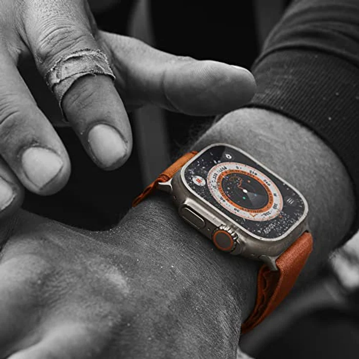 Apple Watch Ultra, Smartwatch mit 49mm Titangehäuse, GPS + Cellular, Trail Loop Blau/Grau - M/L – Bild 4