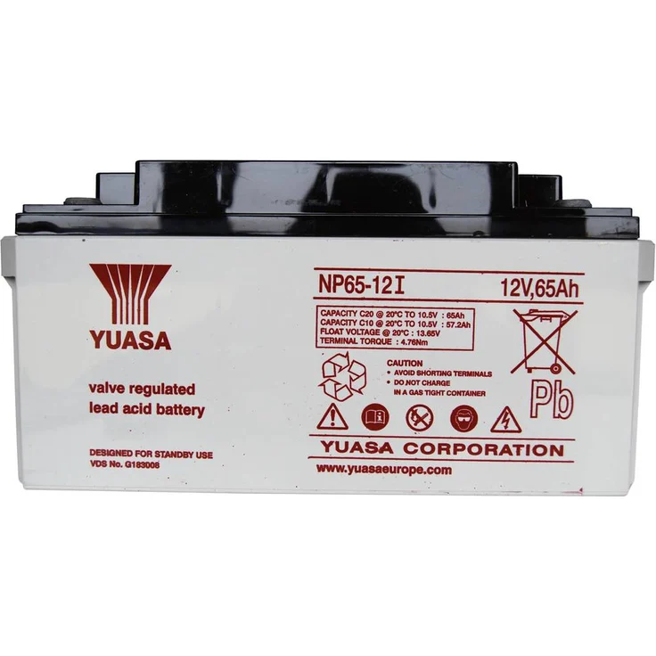 Yuasa NP65-12, Bleiakku 12V 65Ah AGM, wartungsfrei, M6-Schraubanschluss, 350 x 174 x 166mm