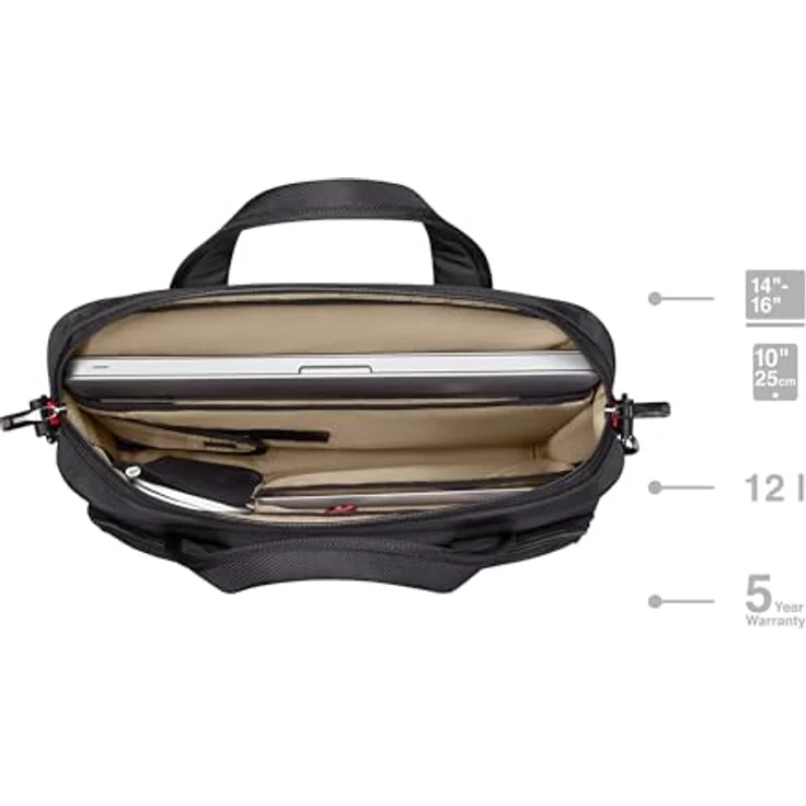 Wenger Altair Brief, Notebooktasche für Laptops bis 16 Zoll, Schwarz, mit Triple Protect Fach und SmartOrg Organizer – Bild 3