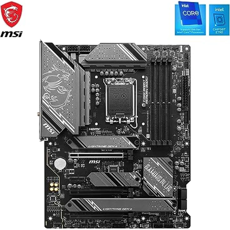 MSI Z790 GAMING PLUS WIFI Motherboard, ATX - Unterstützt Intel Core Prozessoren der 12. und 13. Generation, LGA 1700 - DDR5 Memory Boost 7200+MHz/OC, 1 x PCIe 5.0 x16, 4 x M.2 Gen4, 2.5G LAN, Wi-Fi 6E – Bild 2