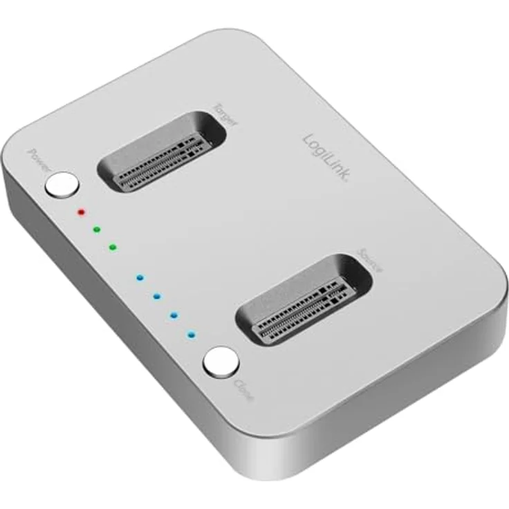 LogiLink QP0033 - USB 3.2 (Gen 2) Dockingstation 2-Port für M.2 NVMe SSD mit Offline-Clone, Silber – Bild 1