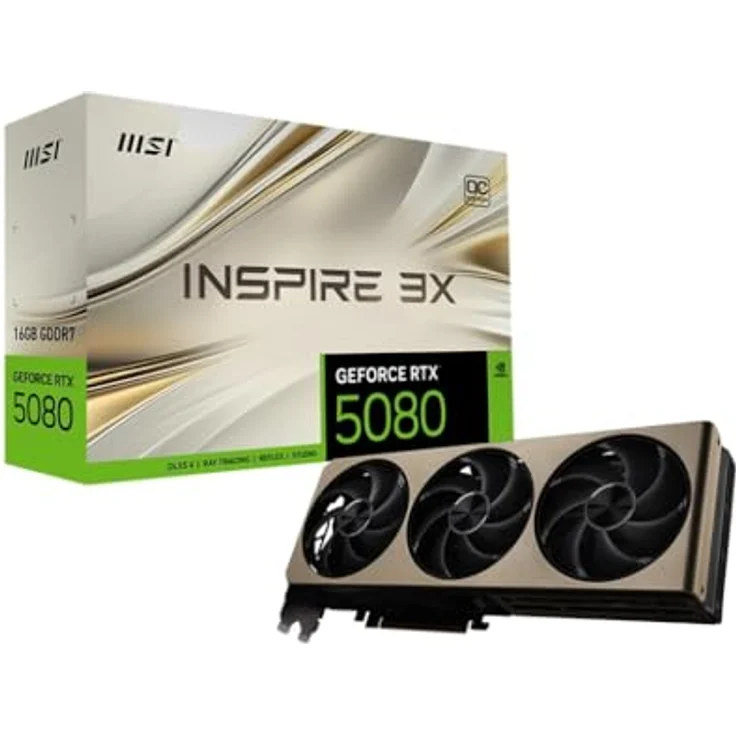MSI GeForce RTX 5080 INSPIRE 3X OC, Grafikkarte mit 16 GB GDDR7, DLSS 4, 10752 CUDA-Kernen, aktiver Kühlung – Bild 2