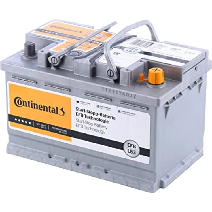 Continental Starterbatterie Start-Stop 12V 65Ah 650A/EN LB3, EFB-Batterie mit B13 Bodenleistenausführung, 17,3 kg
