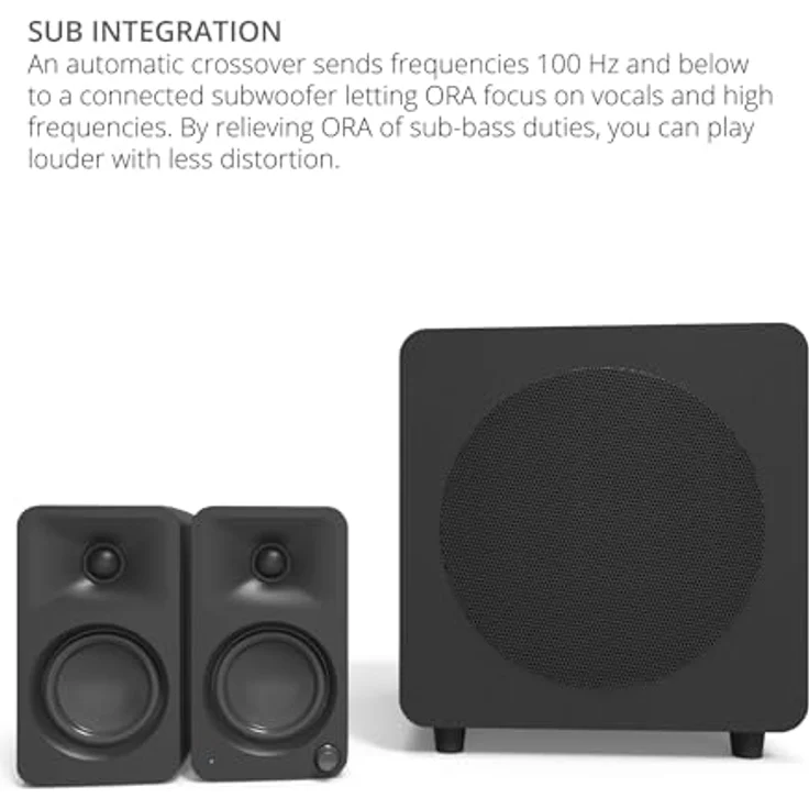 Kanto ORAMB 100W Powered Reference Desktop Computer Speakers | Bluetooth 5.0 | USB-C Input | Bi-Amplified | 100 Hz Automatic Crossover | Black – Bild 3