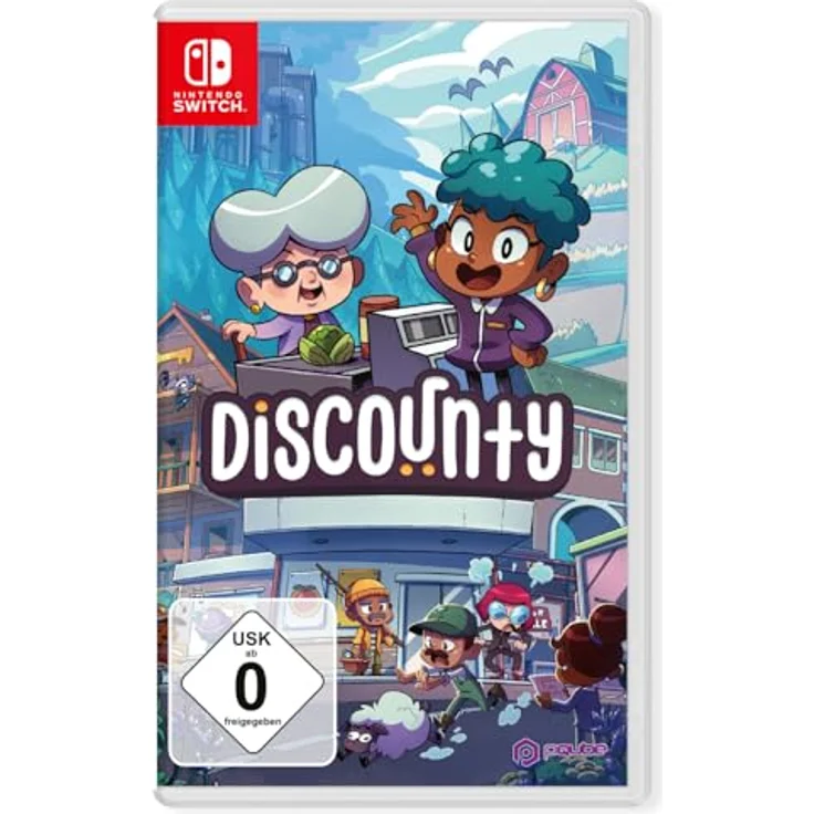 Pqube Discounty - Nintendo Switch Spiel, Management-Rollenspiel mit Supermarkt-Management und Erkundung der Stadt Blomkest – Bild 1