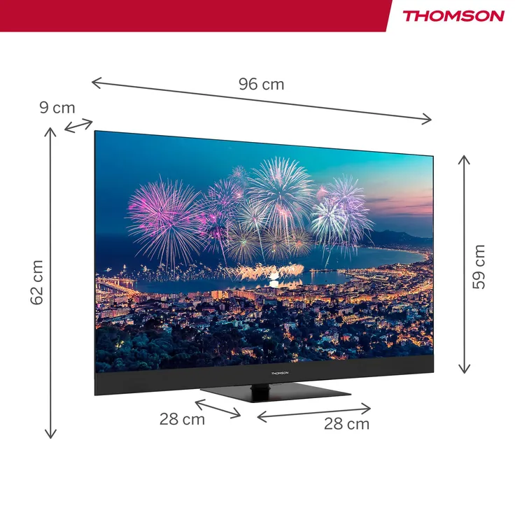 Thomson 43QG6C14, 43 Zoll (109cm) QLED Plus Google Smart TV, 4K UHD, Dolby Audio, Bluetooth 5.1, Triple-Tuner, Wi-Fi, HDMI, CI+