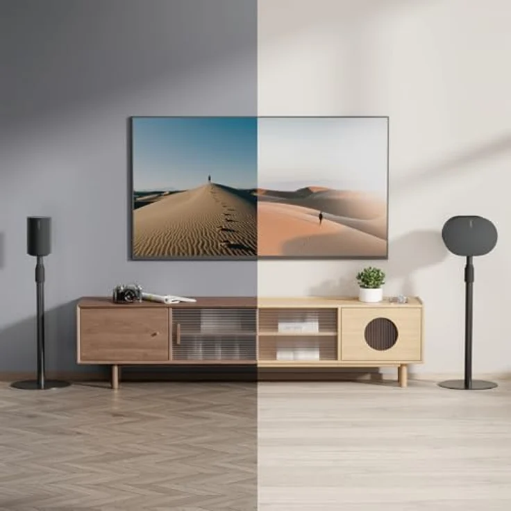 My Wall 2 Höhenverstellbare Lautsprecherständer - HS49L, 2er Set für SONOS ERA100 & ERA300, Kabelführung, schwarz – Bild 2