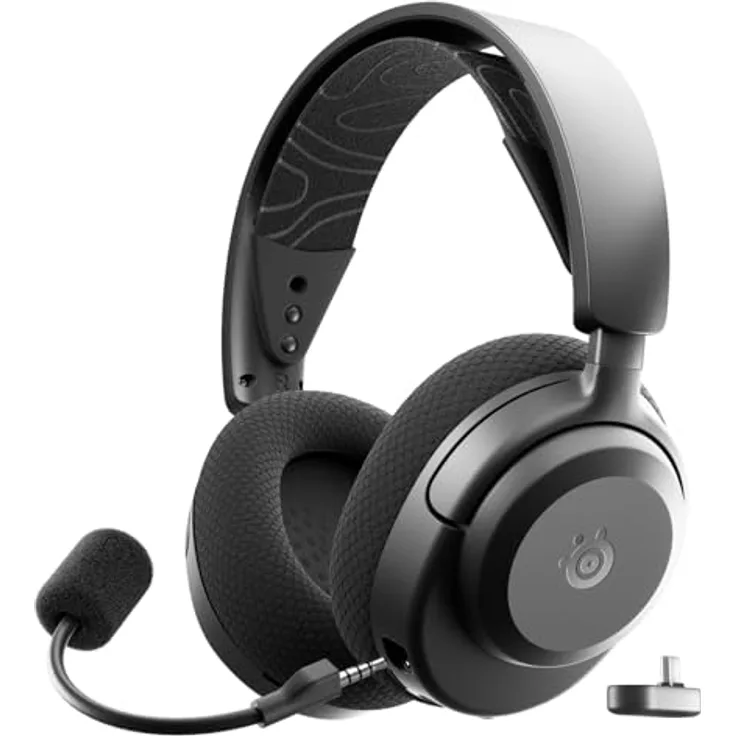 SteelSeries Arctis Nova 3P, Wireless Gaming-Headset mit App-Steuerung, 40 Std. Akku, Neodym-Treiber, 2,4 GHz/Bluetooth, abnehmbares Mikrofon, Schwarz