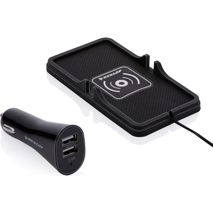 Dunlop Handy Halterung Auto, Qi Ladegerät mit Wireless Charging und schnellem Ladegerät, inkl. Autoladegerät und Kabel