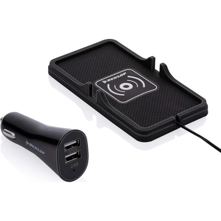 Dunlop Handy Halterung Auto, Qi Ladegerät mit Wireless Charging und schnellem Ladegerät, inkl. Autoladegerät und Kabel