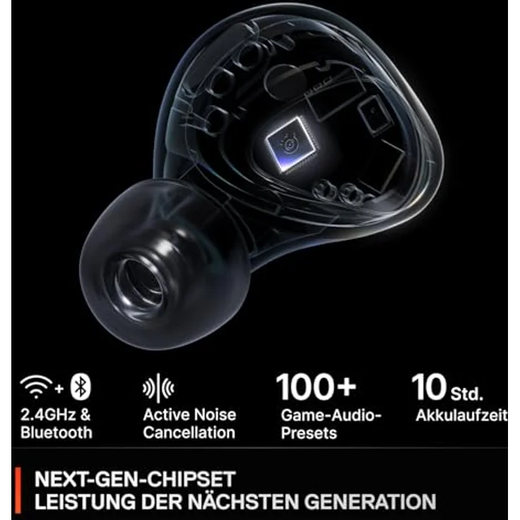 SteelSeries Arctis GameBuds für PlayStation – Wireless In Ear Gaming Kopfhörer – ANC/Transparenzmodus – Wasserbeständig IP55 – 40H Batterie – Drahtloses Laden – PS5, PC, Switch, Mobil – Bild 3