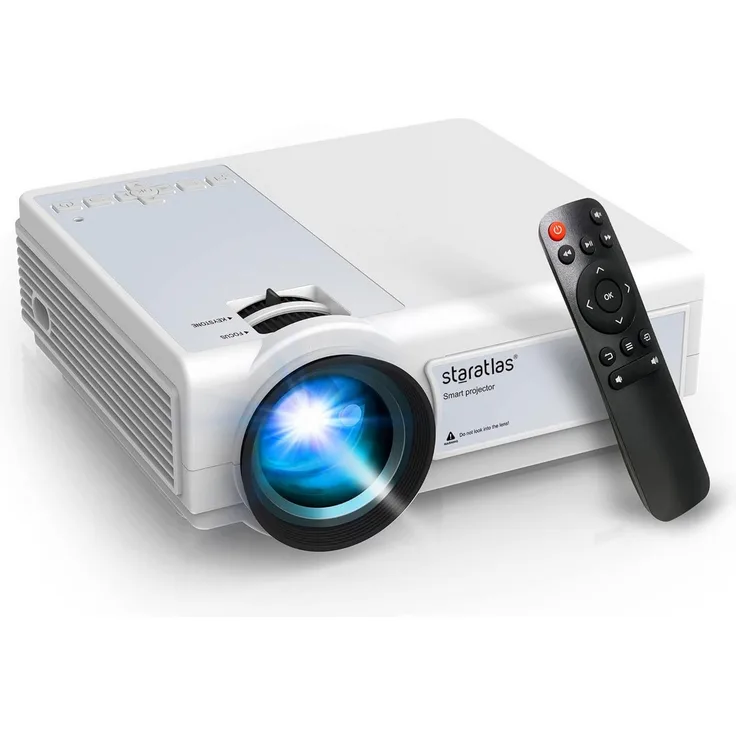 Vivitar Mini-Projektor Staratlas, Full HD 1080P, 12.000 Lumen, 300 Zoll, 5G WLAN, Bluetooth 5.1, HDMI/USB/AV, kompatibel mit iOS/Android