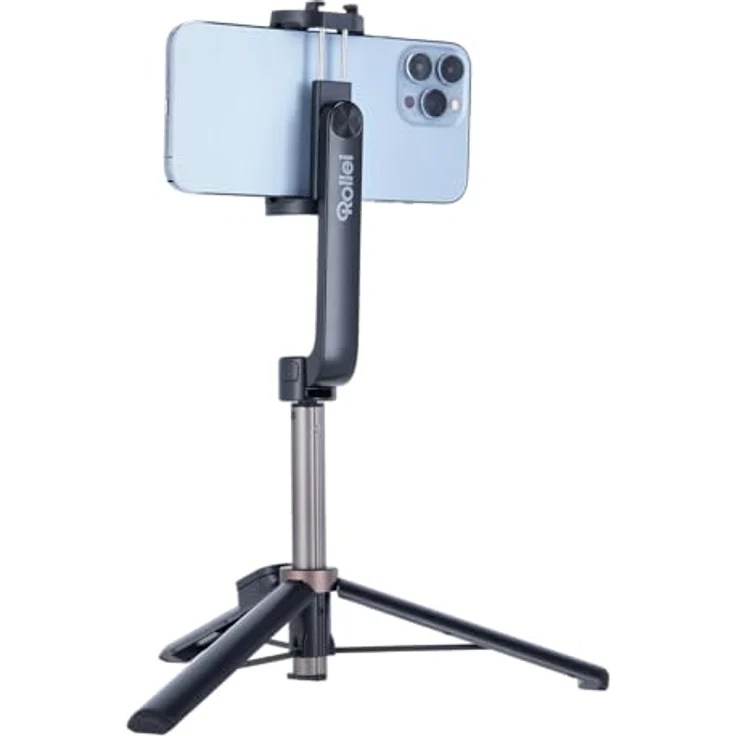 Rollei Smartphone Selfie Tripod: Mini-Stativ mit Fernauslöser, höhenverstellbar bis 65,6 cm. 3-in-1: Stativ, Selfie-Stick. Bluetooth, kompakt & stabil. Ideal für unterwegs! (Klemmhalterung) – Bild 3