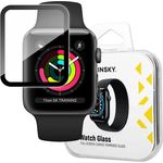 Wozinsky Hybrid Bildschirm gehärtetes Glas für Apple Watch 3 / 2 / 1, kratzfest, perfekt angepasst, Schwarz