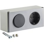 SOTECH Steckdose Powerbox inkl. Lichtschalter für 230 V Badleuchte Kombibox für Spiegelschrank TÜV geprüft (ohne Netzteil), silbergrau