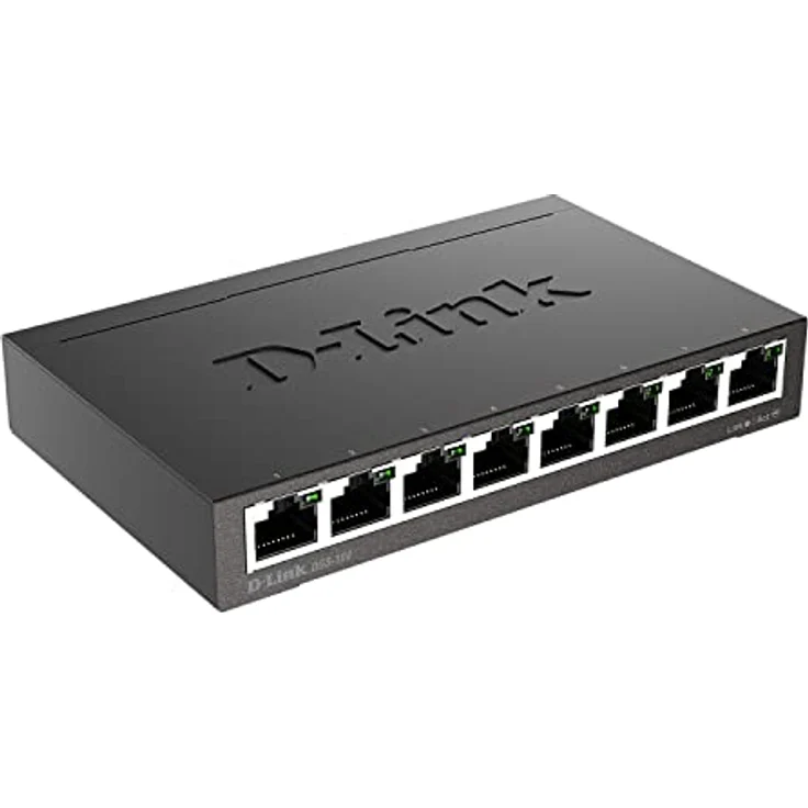 D-Link DGS-108 8-Port Layer2 Gigabit Switch (bis zu 2000 Mbit/s Datenübertragung pro Port, Non-Blocking-Architektur, lüfterlos, Metallgehäuse) schwarz – Bild 3