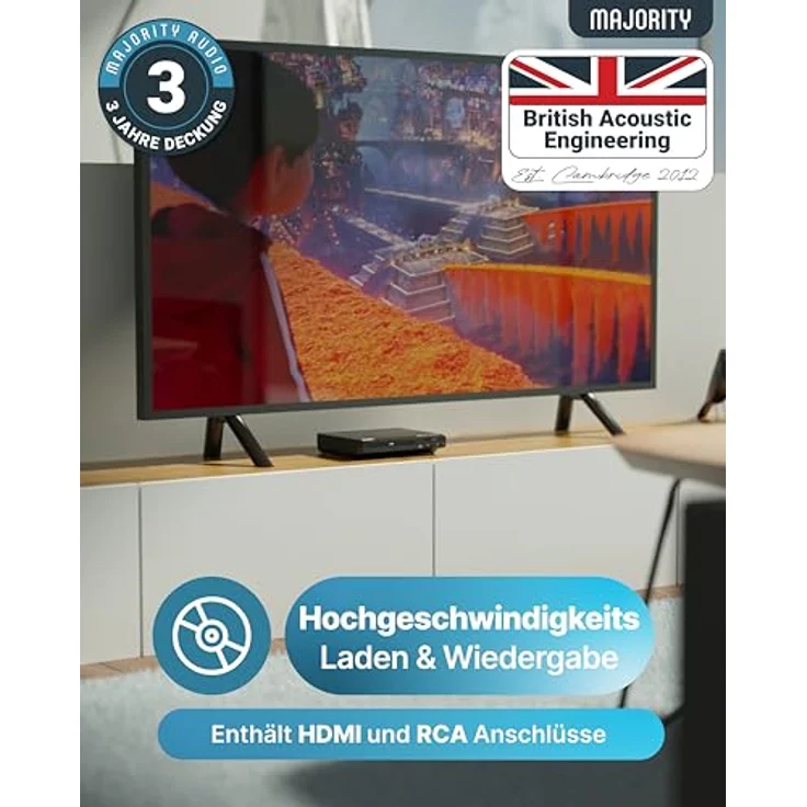 MAJORITY DVD Player Mini, Region Free mit 1080p Upscaling, USB- und CD-Wiedergabe, HDMI-Kabel und Fernbedienung, kompakt für TV – Bild 3
