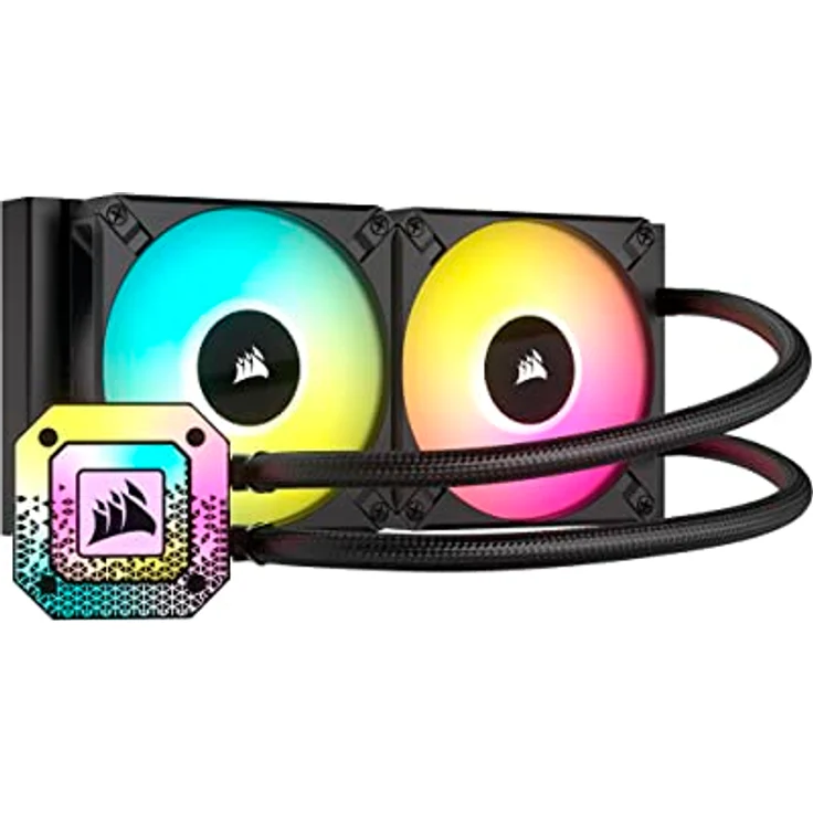 Corsair iCUE H100i ELITE CAPELLIX XT Liquid CPU Cooler - Schwarz, Zwei AF120 RGB ELITE Lüfter, 240mm Radiator - Inklusive iCUE COMMANDER CORE – Bild 1