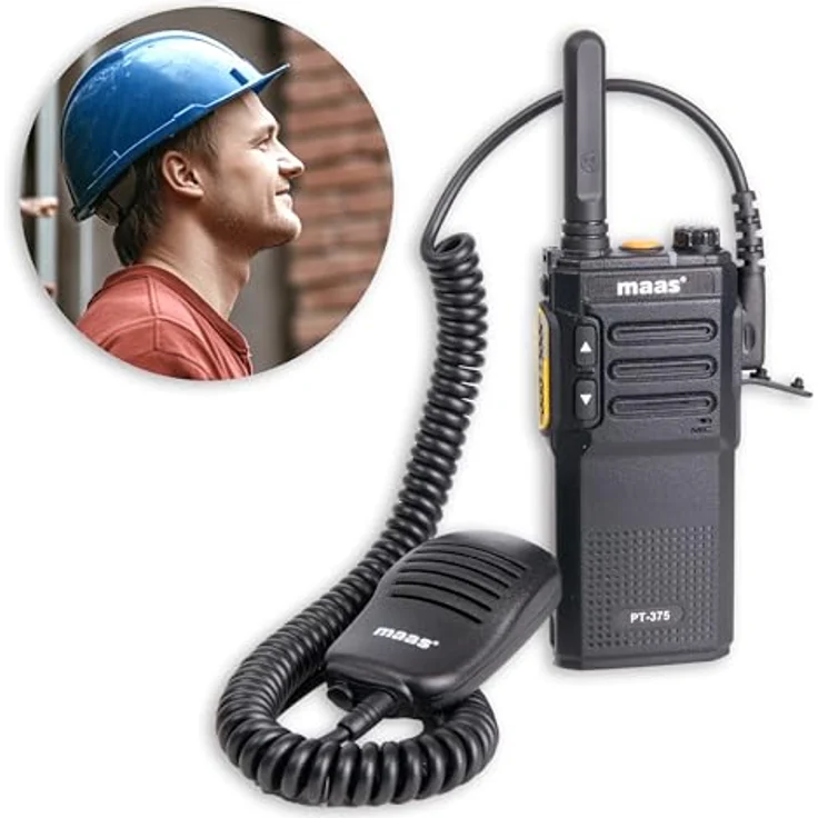 MAAS 5er Team-Set PT-375, PMR446 Funkgerät mit 99 Kanälen, spritzwassergeschützt, inkl. Speakermikes im Funkkoffer – Bild 4