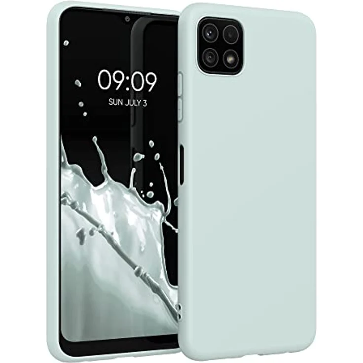 kwmobile Hülle kompatibel mit Samsung Galaxy A22 5G - weiches TPU Silikon Case für kabelloses Laden - Cool Mint – Bild 1
