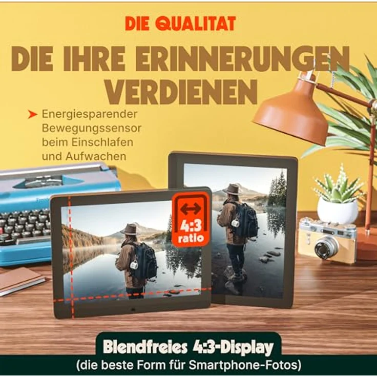 Pix Star Digitaler Bilderrahmen 15 Zoll mit Bewegungsmelder - Elektronisches Smart Foto/Video-Album - WiFi, USB, SD Karte - Mattes, Anti-Reflex Dispaly in 4/3 - 2 Jahre Garantie - Preisvergleich – Bild 4