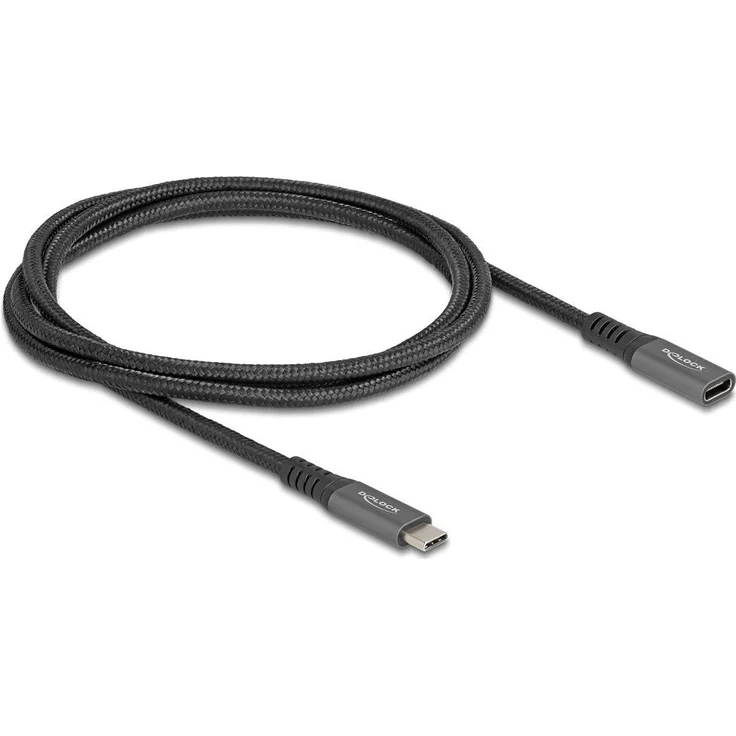DELOCK USB 10 Gbps Verlängerungskabel USB Type-C St > Bu, 1m, schwarz, unterstützt bis zu 100 W und 3840 x 2160 @ 60 Hz – Bild 1