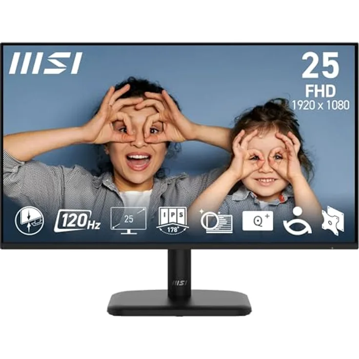 MSI PRO MP251LDE E2, 24,5-Zoll-FHD-Büromonitor mit 1920 x 1080 IPS-Panel, 120 Hz Bildwiederholungsrate und augenschonender Technik, HDMI 1.4b, D-Sub