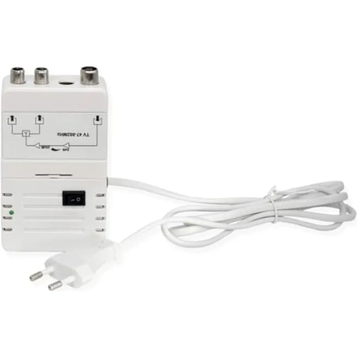 MAXTRACK my wall TV Antennenverstärker FP8ARL, 25 dB regelbarer Signalverstärker für TV, TM und DAB, für 2 Geräte