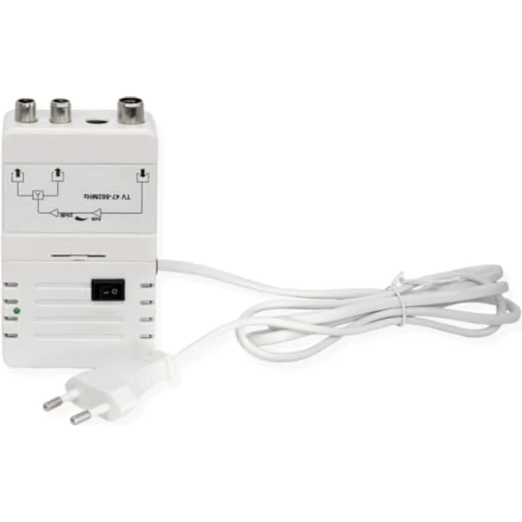 MAXTRACK my wall TV Antennenverstärker FP8ARL, 25 dB regelbarer Signalverstärker für TV, TM und DAB, für 2 Geräte