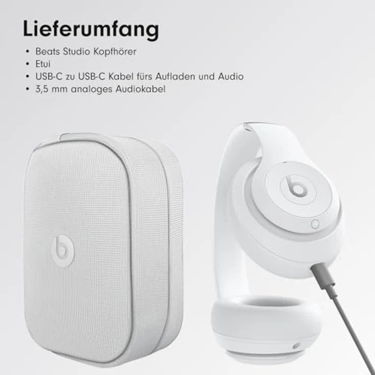 Beats Studio Pro, Kabellose Bluetooth Noise Cancelling Kopfhörer mit personalisiertem 3D Audio, USB-C verlustfreiem Audio, Kompatibilität mit Apple & Android, Mattweiß – Bild 4