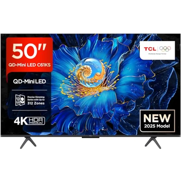TCL 50C61KS QLED Mini LED Fernseher, 50 Zoll, 4K HDR, Dolby Vision & Atmos, Onkyo 2.0 Sound, Smart TV mit Google TV, HDMI 2.1, Game Master – Bild 1