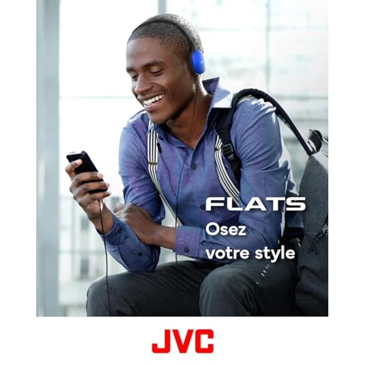 JVC HA-S160M-A - Flats Faltbarer und kompakter Kopfhörer in Glossy Trendfarbe, mit Schalter für Mikrofon EIN/aus, ideal für Telearbeit und Online-Seminare (Blau) – Bild 4