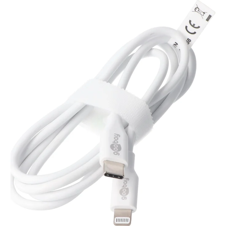 Goobay Lightning USB-C Lade- und Synchronisationskabel, MFi-Kabel für Apple iPhone/iPad, weiß, 0,5 Meter, unterstützt Schnellladung bis 87 W