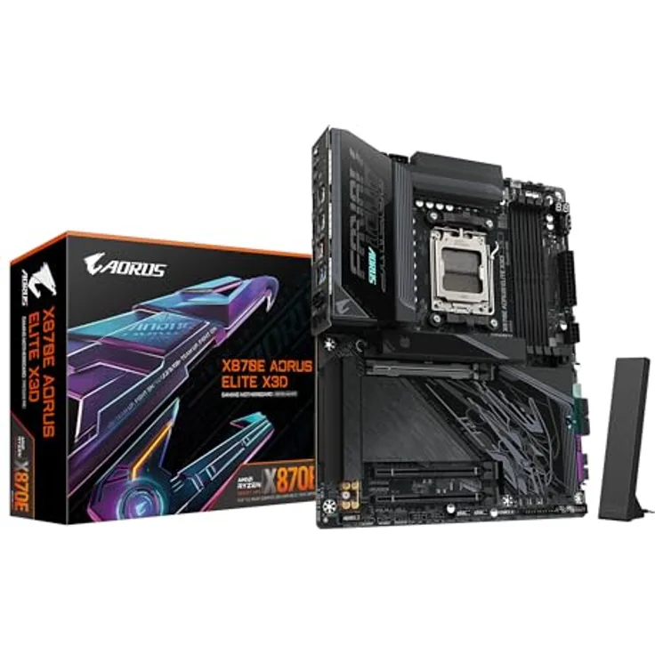 Gigabyte X870E Aorus Elite X AM5, ATX Mainboard mit 4x DDR5, 4x SATA, 4x M.2, Wi-Fi 7, Schwarz
