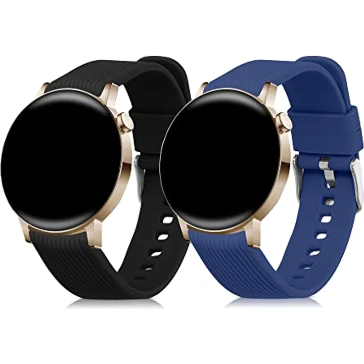 kwmobile 2X Sportarmband Set aus TPU Silikon, kompatibel mit Huawei Watch GT 3 Pro 43mm / Watch GT3 42mm / GT2 42mm / MagicWatch 2 42mm, verstellbar von 14-22 cm, in verschiedenen Farben