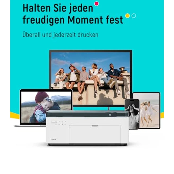 Liene Fotodrucker Smartphone mit Wiederaufladbarer Akku, WiFi, 10x15cm 20 Fotopapiers und 1 Patrone, 300DPI Farbsublimation Sofortbilddrucker, Handy Drucker für Reisen/Heimgebrauch, Weiß – Bild 3